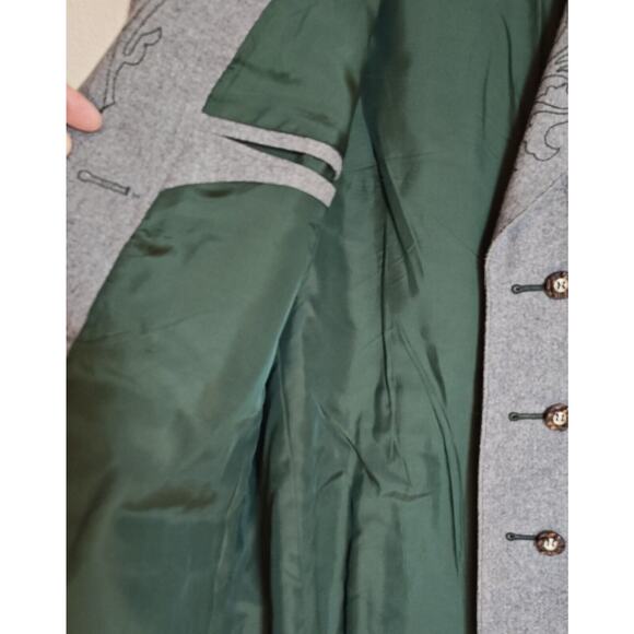 Vogue Apart Gray Wool Riding Jacket Button Front Padded Shoulders Women's Large - Picture 5 of 11